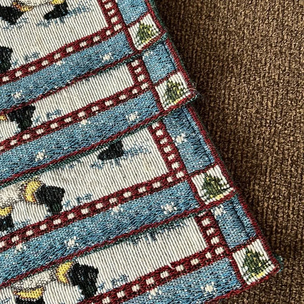 Set (4) Tapestry Design Rectangle Placemats Snowmen Dancing with Christmas Tree